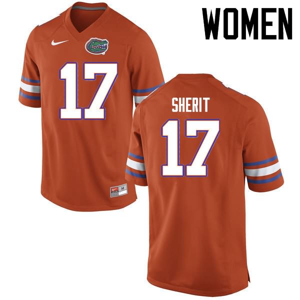 Women's NCAA Florida Gators Jordan Sherit #17 Stitched Authentic Nike Orange College Football Jersey LZD7465XN